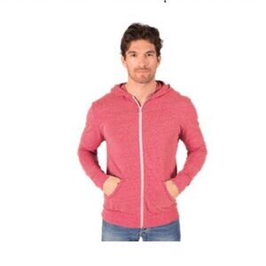 New Blue Generation Adult Triblend Contrast Zip Front‎ Hoodie in Red Size L